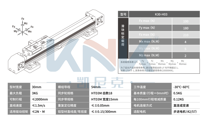 K30线性模组,皮带模组,KNK同步带直线滑台模组品牌厂家