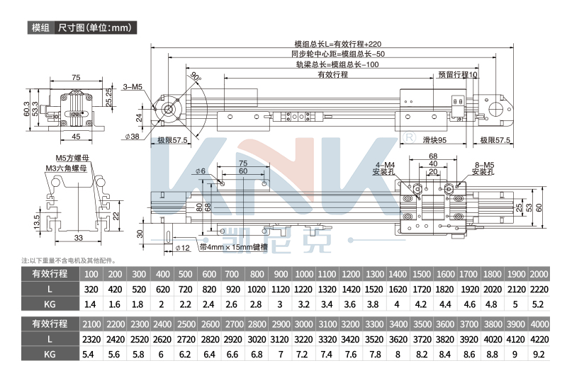 K45线性模组,皮带模组,KNK同步带直线滑台模组厂家支持定制